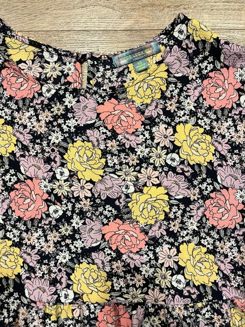 Good Luck Gem Floral Tiered Babydoll Mini Dress Size XS - Picture 2 of 5